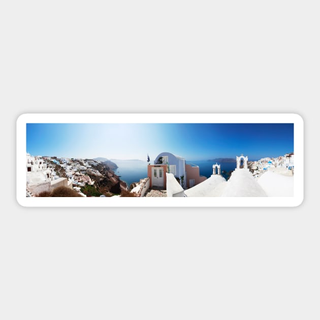 Thira, Santorini, Panoramic Photo Sticker by tommysphotos